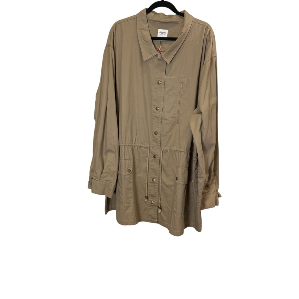 Hayden Tan Utility Jacket with Snap Front Closure and Embroidery sz 3X